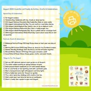 August 2026 Could Do List – Free Printable for Families