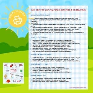 July 2025 Could Do List – Free Printable Tick List