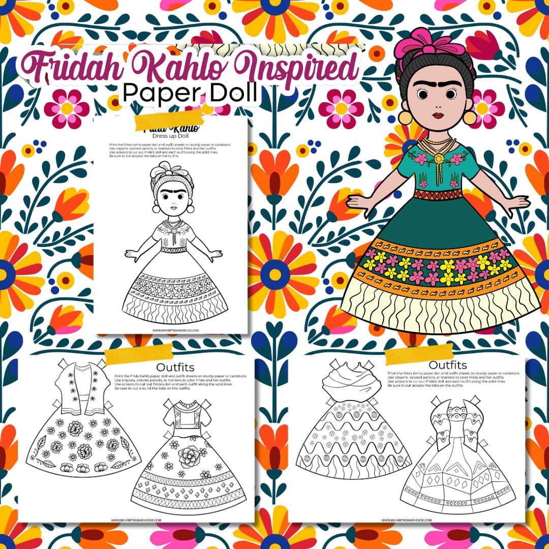 Download Your Free Frida Kahlo Inspired Paper Doll Printable