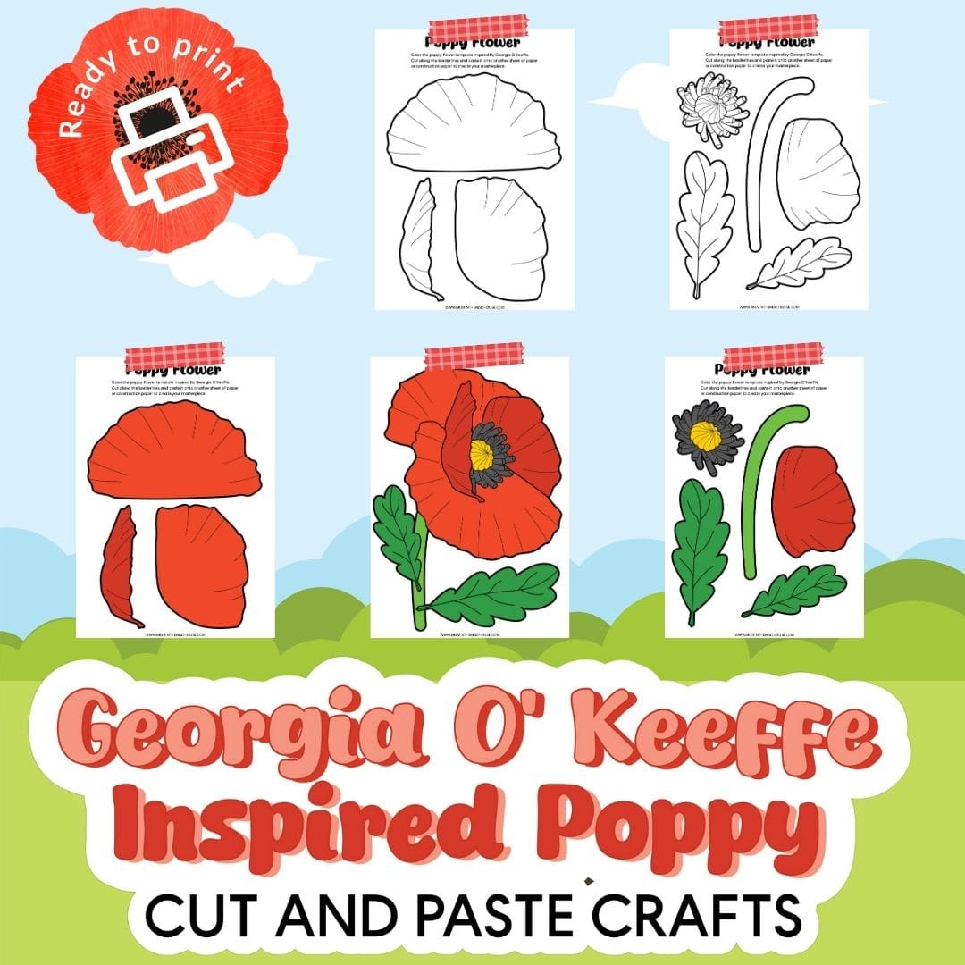 Download: Georgia O’Keeffe Inspired Poppy Flower Craft Template