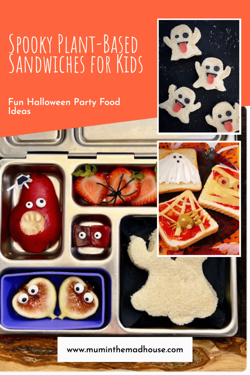 Looking for healthy Halloween food? These spooky plant-based sandwiches are nutritious and fun! Decorated with edible eyes and black sesame seeds, they’re ideal for kids’ lunchboxes or party platters.
