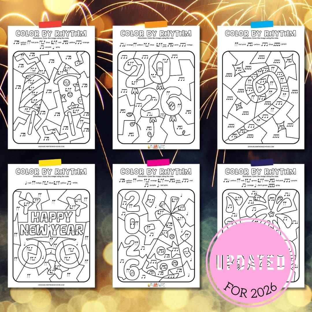 Free 2026 New Year Color-by-Rhythm Printable Pack 🎶✨