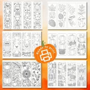 Free Printable Autumn Bookmarks to Colour