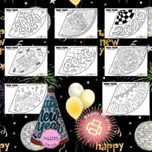 Free Printable New Year’s Eve Party Hats for 2026