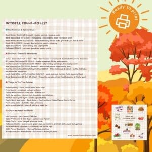 Free October Could-Do List Printable – Festivals, Crafts & Family Fun