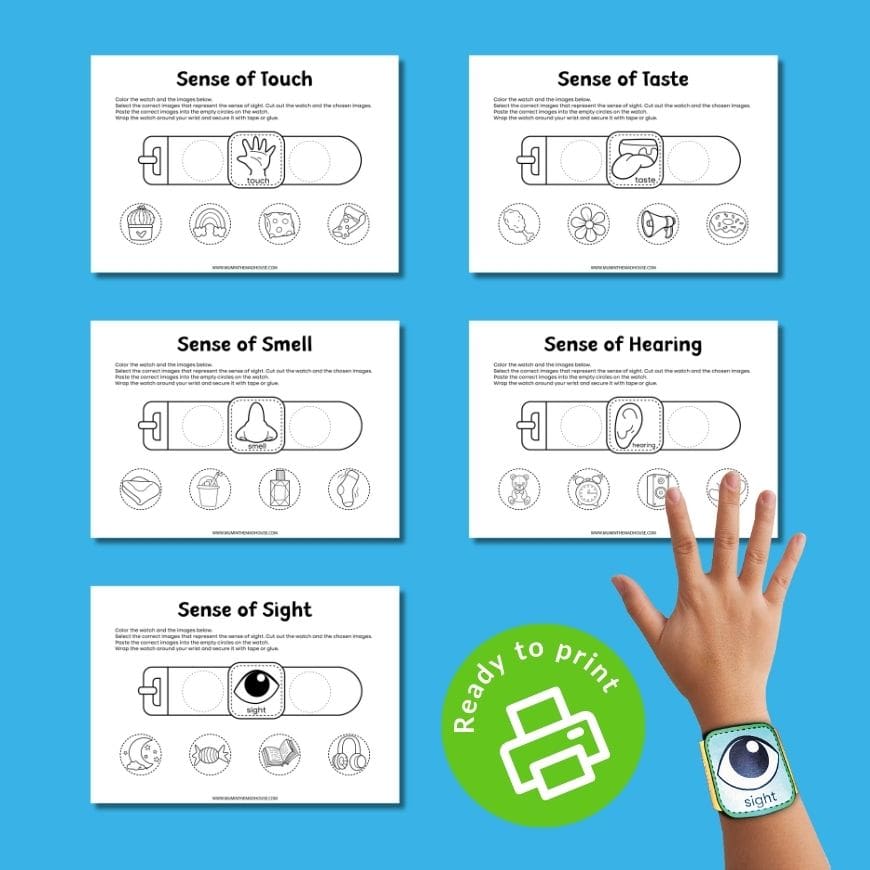 Free Printable Five Senses Paper Watch