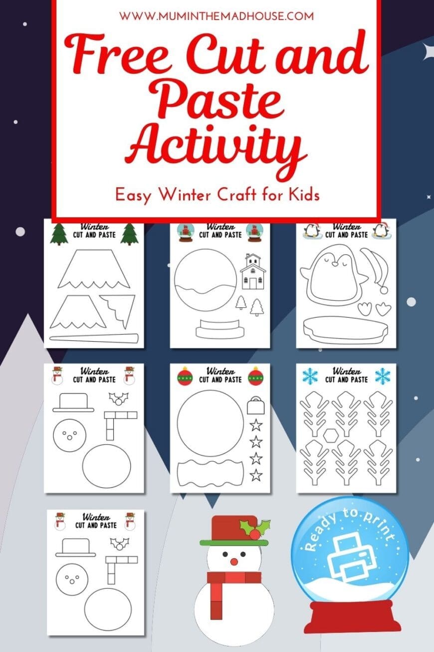 Looking for an easy winter craft for kids? Download this free cut and paste activity and enjoy a screen-free creative afternoon. Great for preschoolers and primary-aged children. 