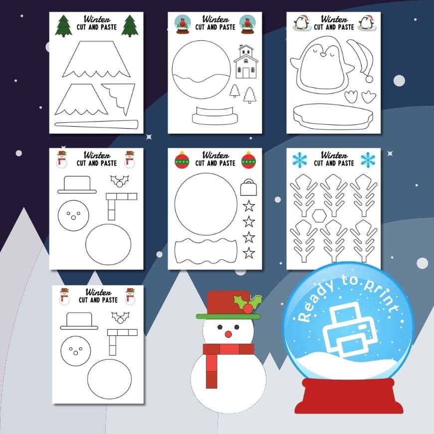 Free Winter Cut and Paste Printable Pack