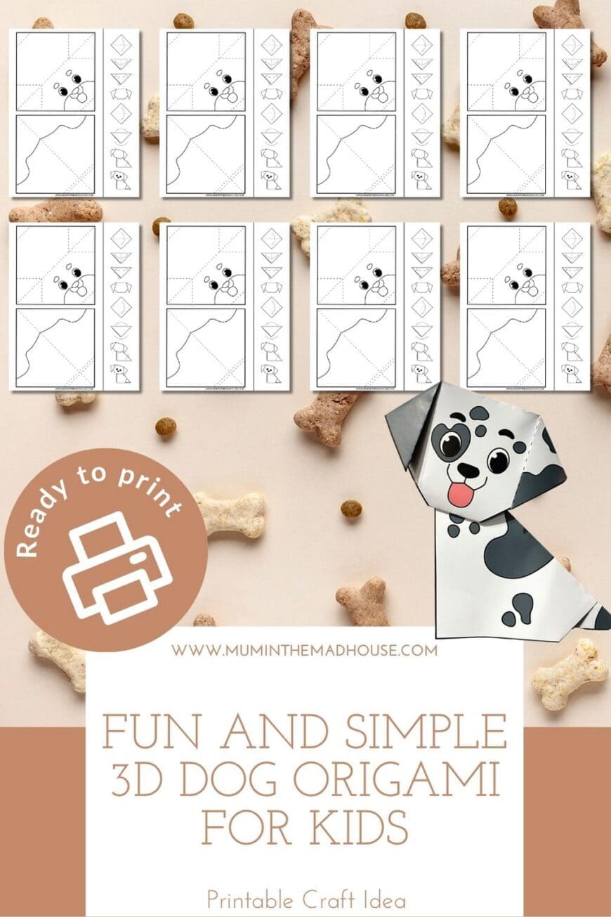 his 3D dog origami printable is an easy and fun paper folding craft for kids. Perfect for pet lovers and family craft time!
