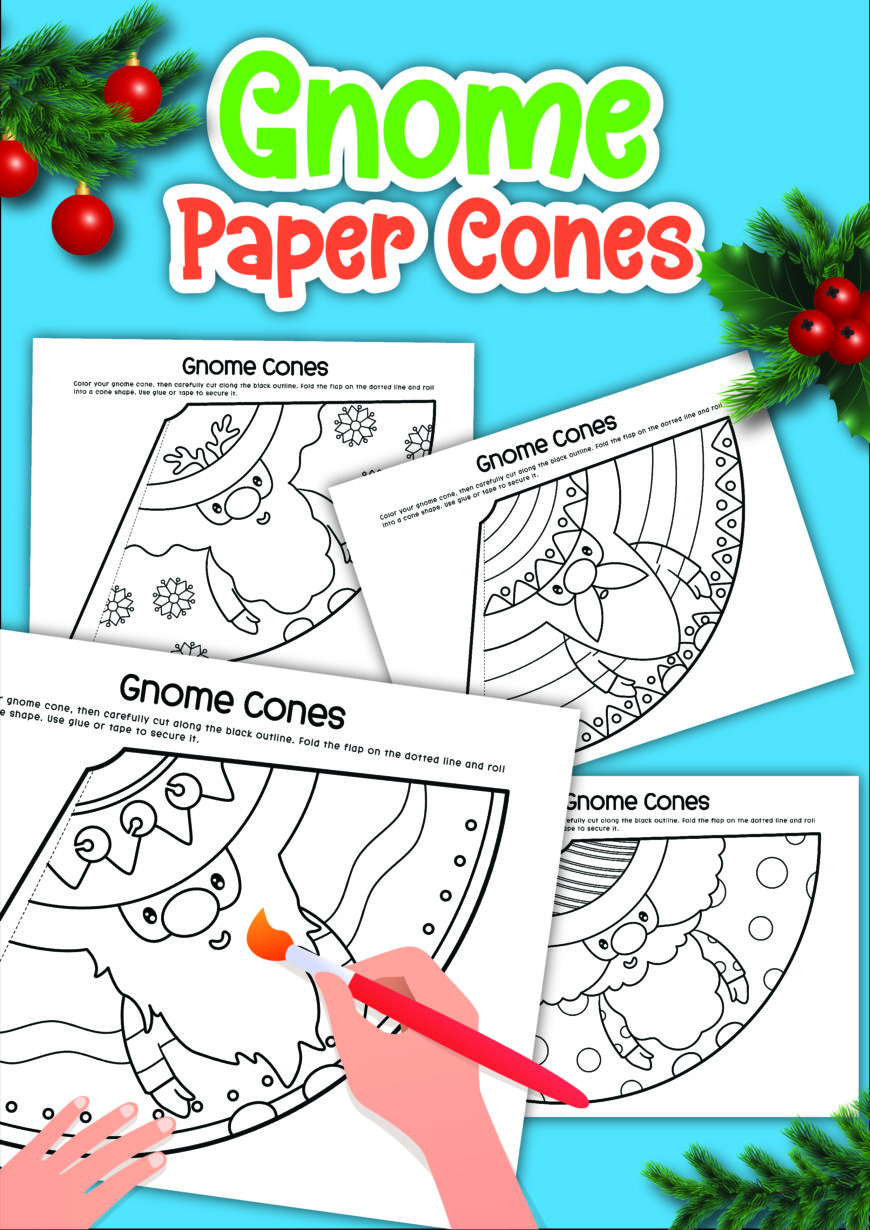 Looking for a quick Christmas craft? Download our free gnome cone hats printable and make your own 3D paper gnomes — cute, colourful, and fun for families!