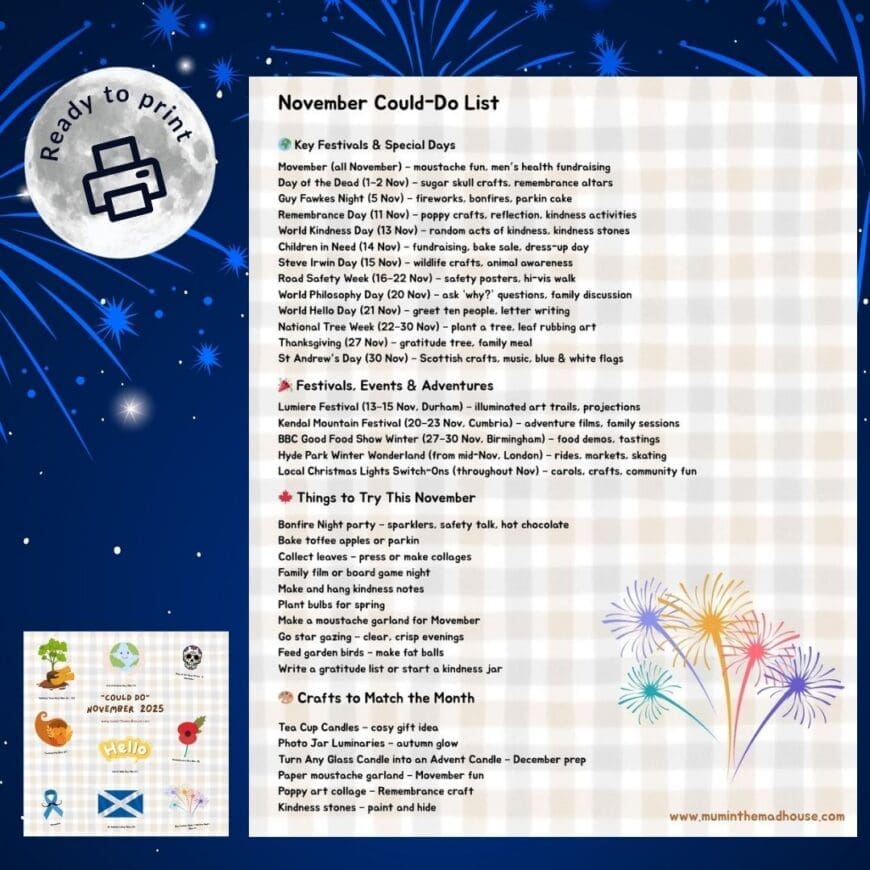 Could Do November – Free Printable Family Activity List