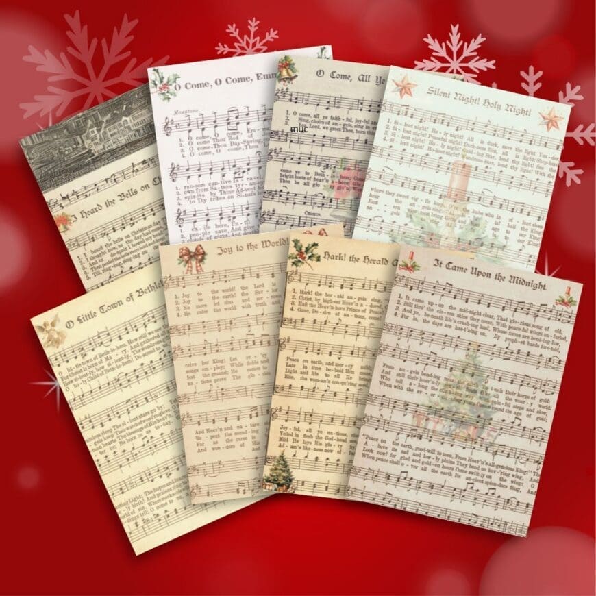Free Vintage Christmas Sheet Music Printable Set 🎶