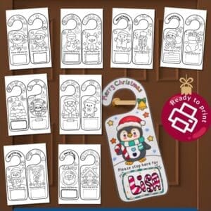 Free Printable Christmas Door Hanger to Colour In