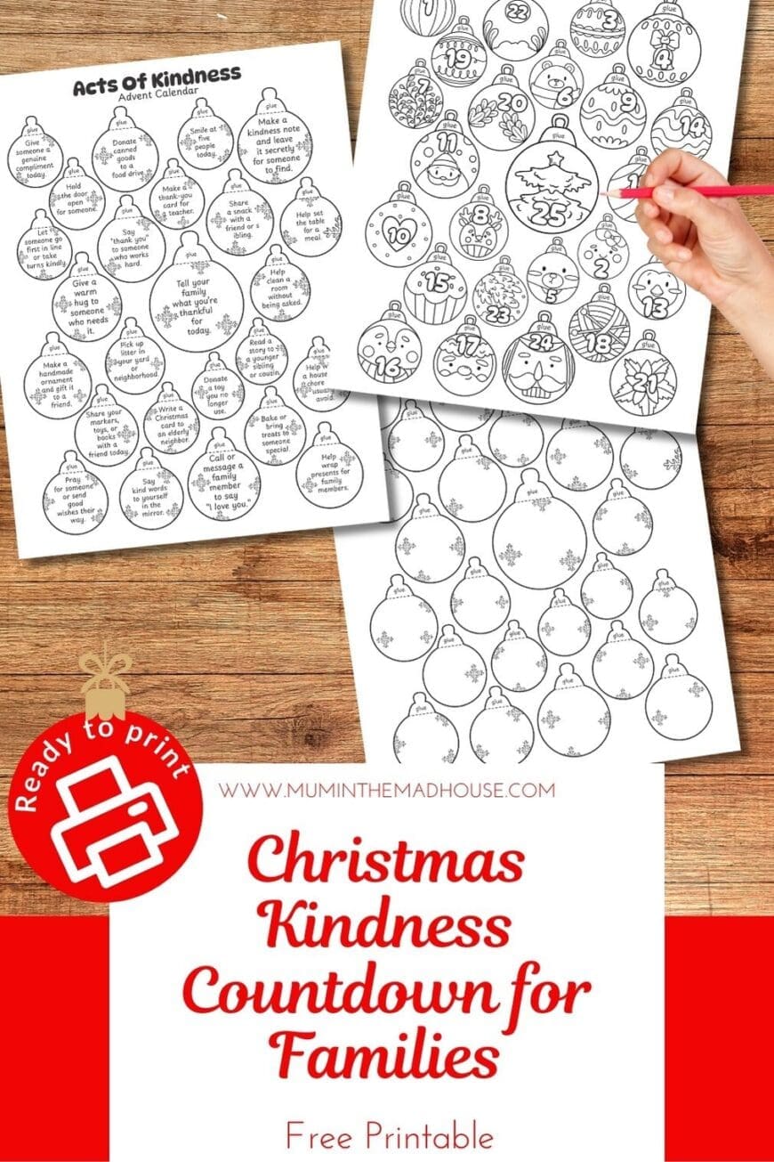 Looking for a Christmas countdown that spreads joy? Try this free printable kindness Advent calendar! Perfect for families and teachers.