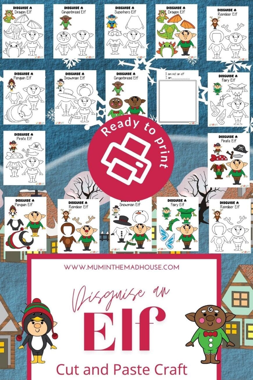 A fun and free Christmas craft for kids! Download our Disguise an Elf printable and dress your elf as a superhero, dragon, penguin, gingerbread and more. Perfect for classrooms and festive crafting at home.