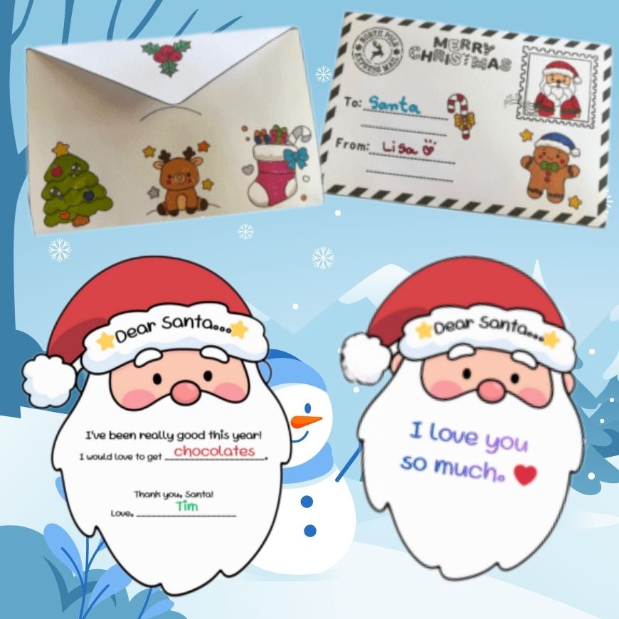 リリパット✨クリスマス✨LETTAR TO SANTA Free Letter to Santa Printables – Templates & Envelopes for Kids