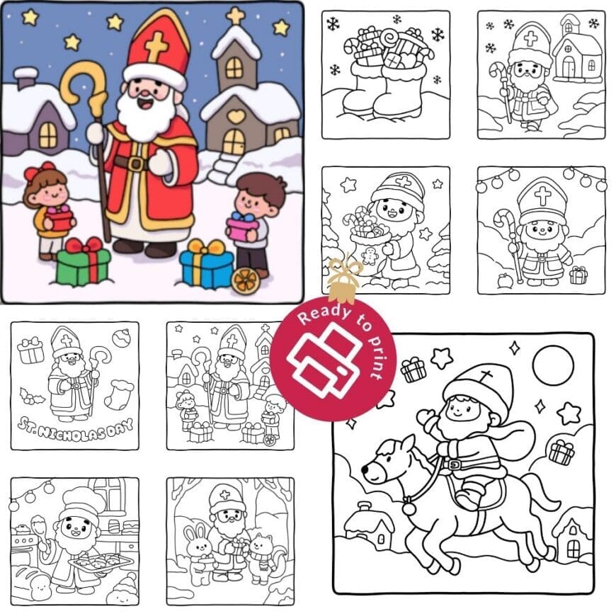 Free St Nicholas Day Colouring Pages to Print