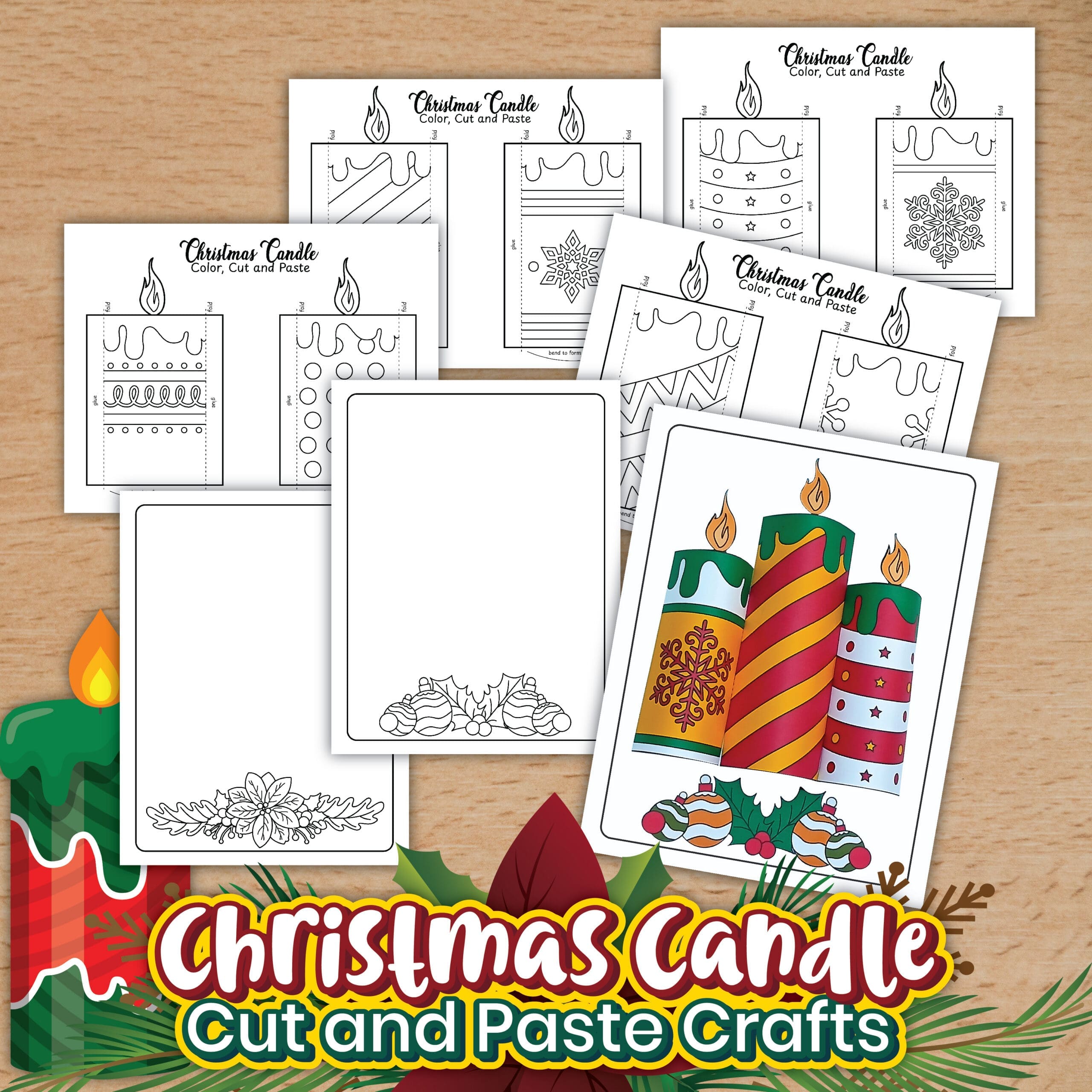Free Christmas Candle 3D Colouring Pages – A Fun & Festive Kids’ Craft