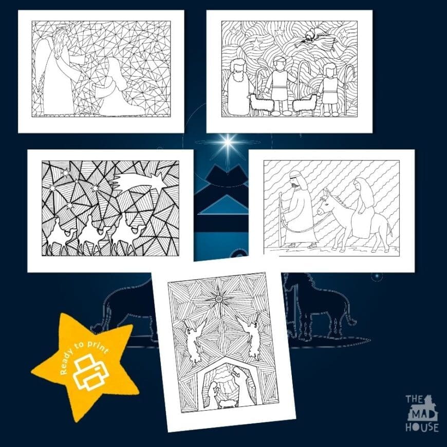 Free Bible Nativity Colouring Pages Printable Pack