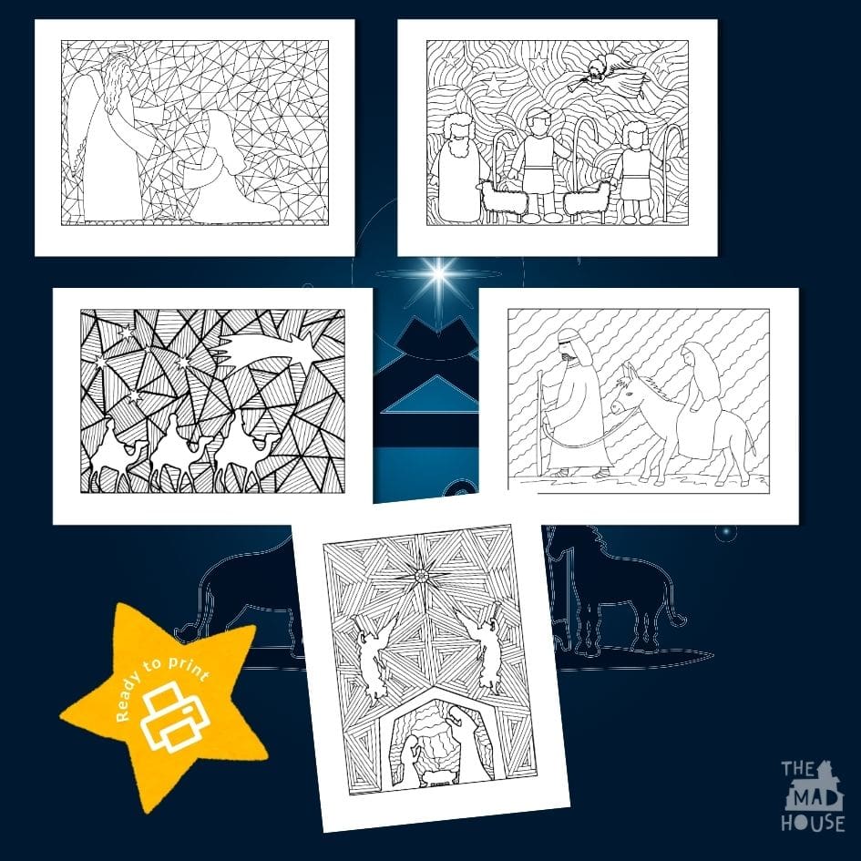 Free Bible Nativity Colouring Pages Printable Pack