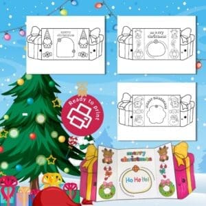 Free Christmas Present Folding Cards to Colour