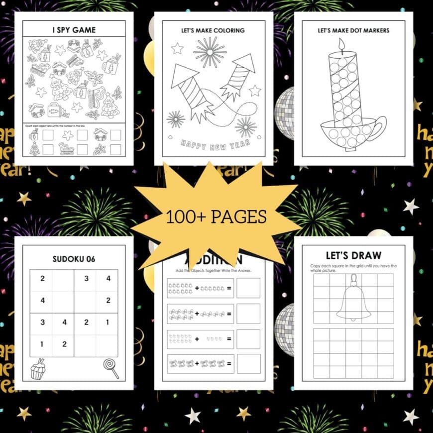 Happy New Year Activity Book for Kids – Free Printable