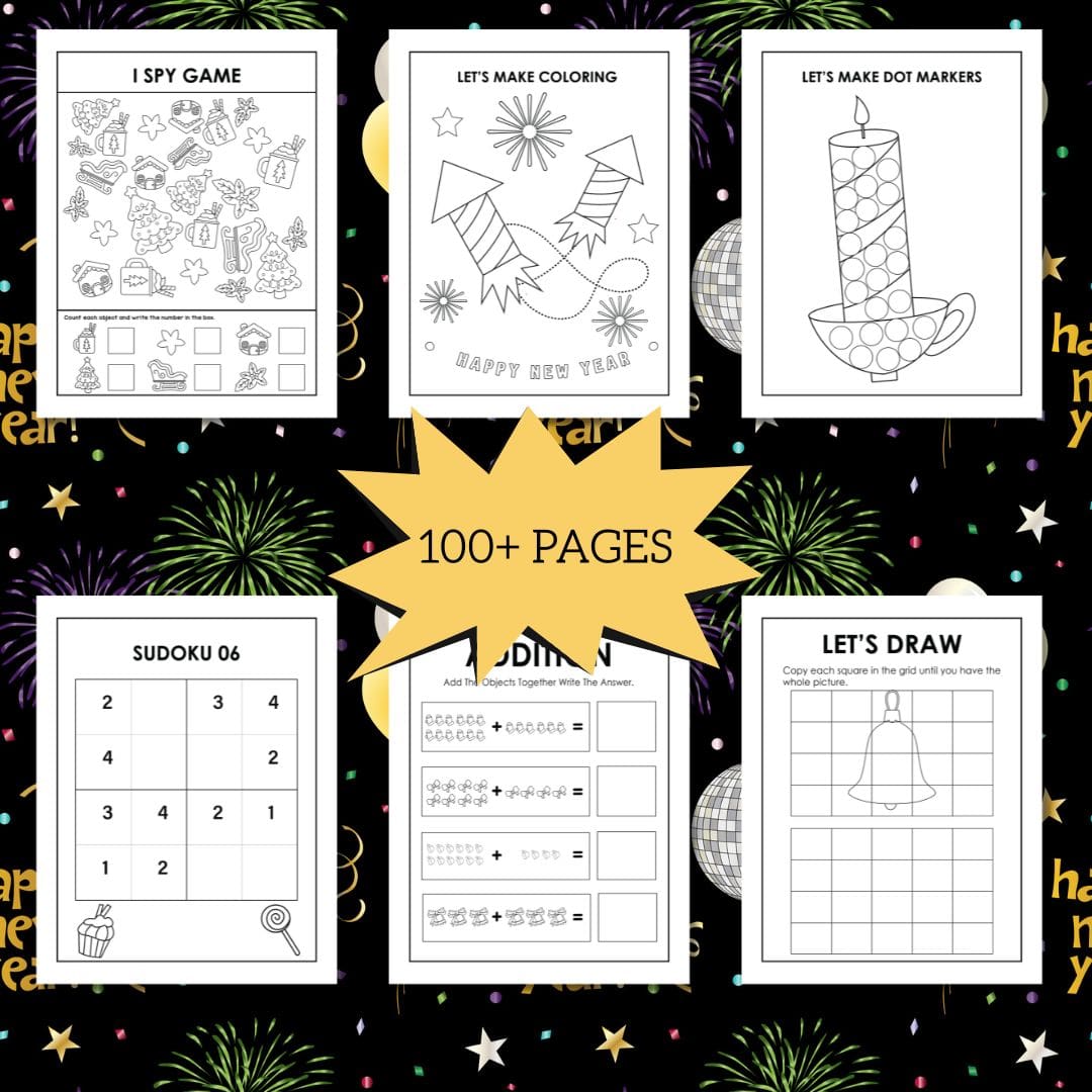 Happy New Year Activity Book for Kids – Free Printable