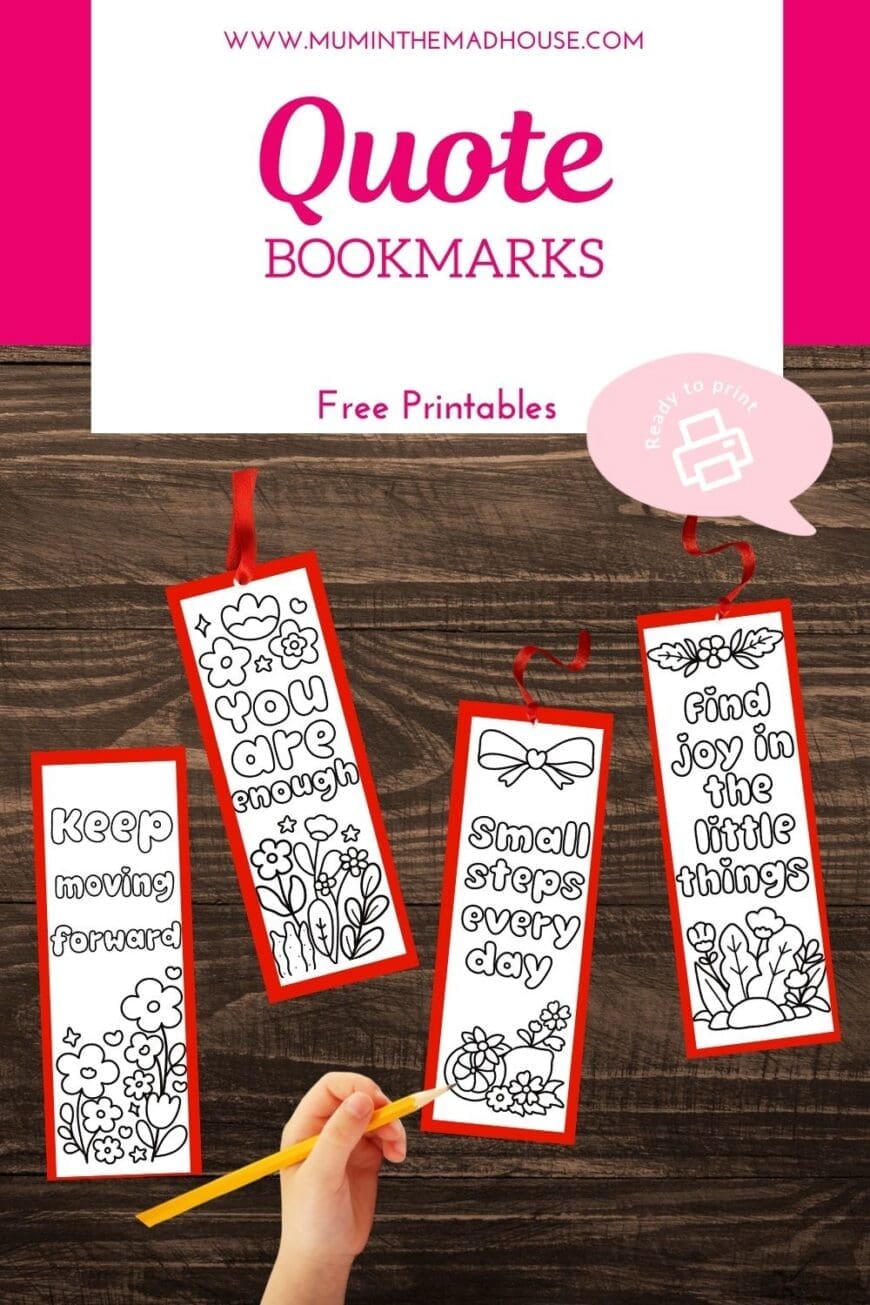 Print and colour four inspirational quote bookmarks! A simple, screen-free craft for kids and adults that promotes reading, resilience and positivity.