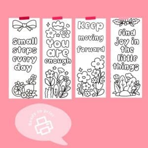 Free Inspirational Quote Bookmarks to Colour