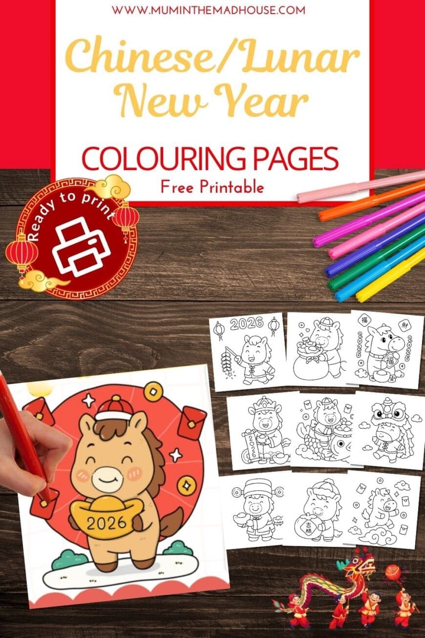 Celebrate Lunar New Year 2026 with these Chinese New Year colouring printables for kids. Includes 10 bold and easy colouring pages plus a mini Chinese New Year colouring book—perfect for EYFS, classrooms, and home learning.