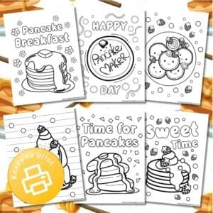 Free Pancake Colouring Pages (6 Printable Sheets)