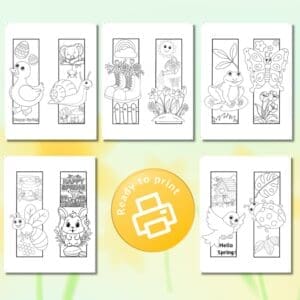 Free Spring Bookmarks to Colour In Printable