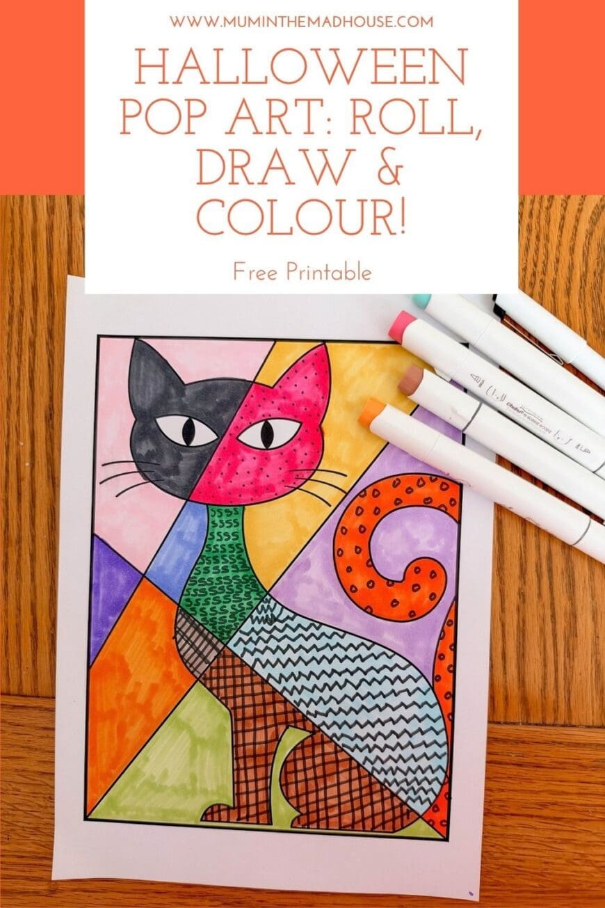 dd a playful twist to Halloween colouring! This free printable Halloween pop art pack includes eight spooky pictures and a dice pattern chart. Kids roll a die, choose a matching pattern and decorate each section before adding bright colours. A fun activity for home, classrooms or Halloween parties. Download the free pack and get rolling!