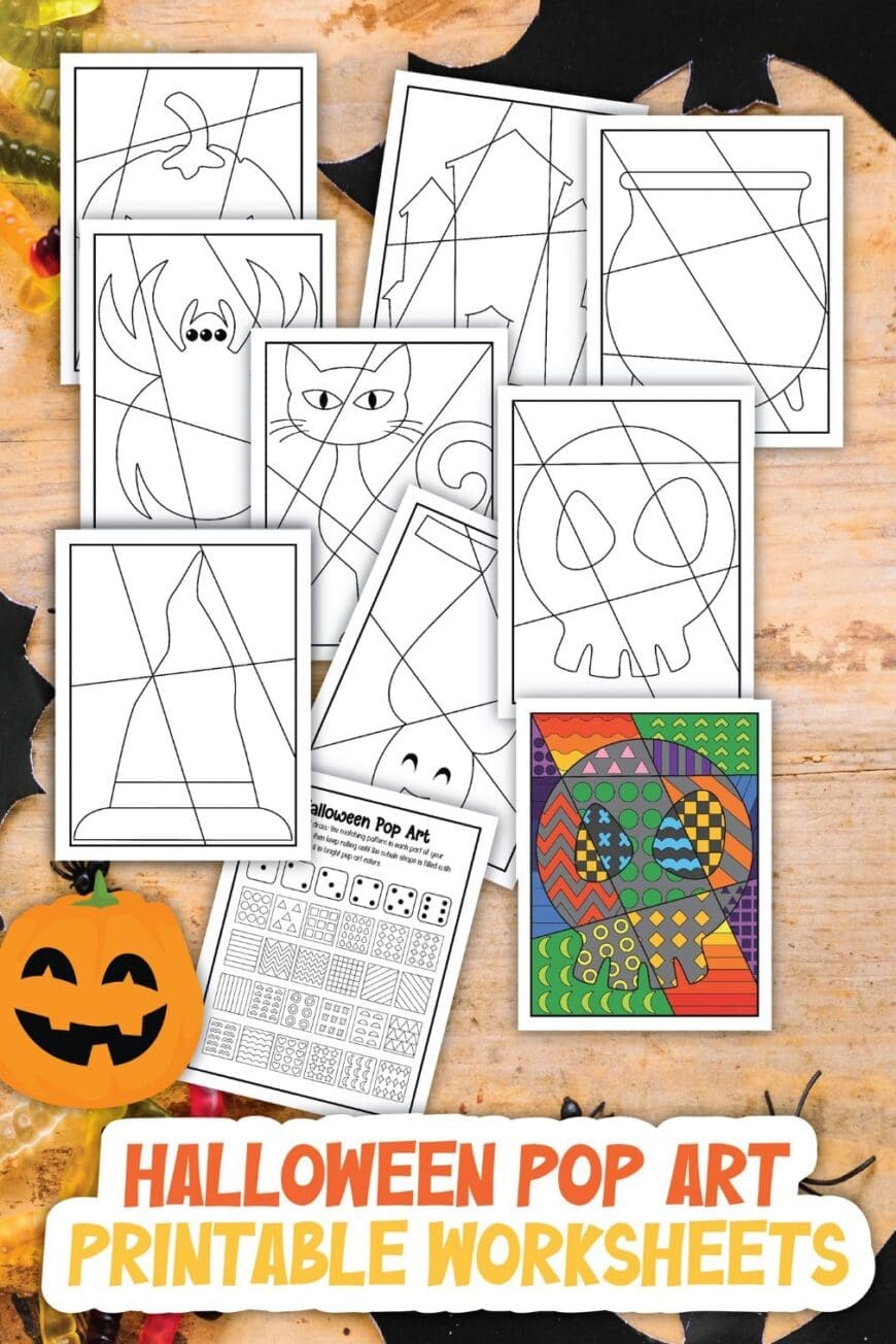 Let the dice inspire your next Halloween masterpiece! Download eight free Halloween pop art pictures and a pattern chart, then roll, draw and colour. Fill pumpkins, bats, cats and more with playful patterns and bold colours. A fun Halloween art activity for kids at home or in the classroom!