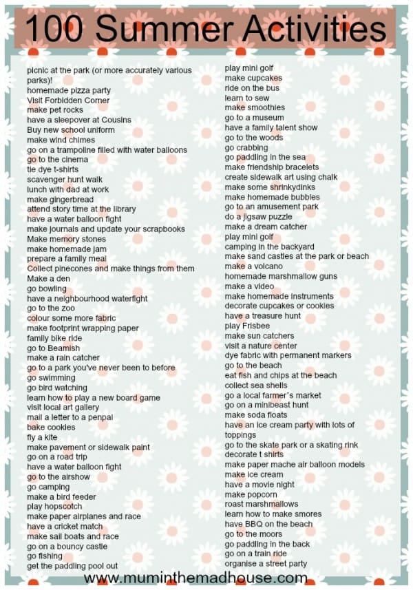 100 summer activities