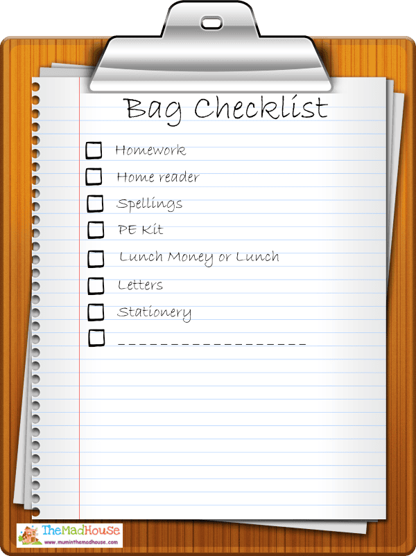 Bag checklist
