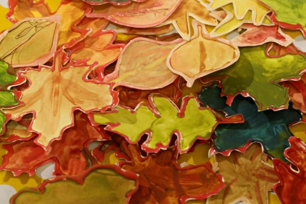 watercolour resist leaves