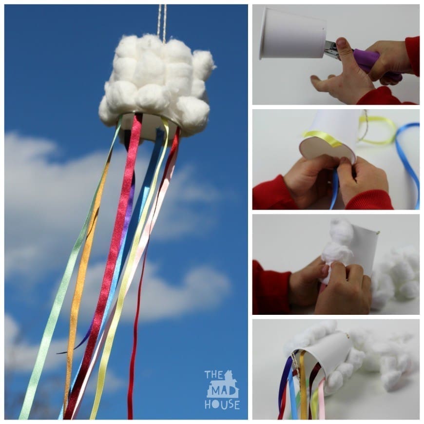 How to make a Rainbow Windsock How to make a rainbow windsock with a fab cloud wind catcher. This is a super fun kids craft, perfect for learning about the wind and the weather http://bit.ly/******/