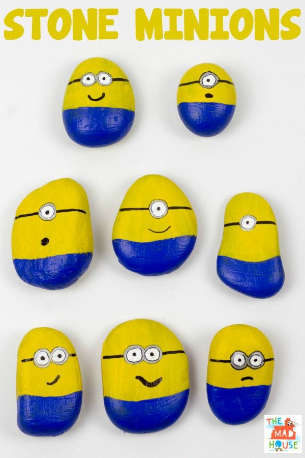 Stone Minions. Join in with the Minion Madness by making these Minions from stones or rocks with your children. This is a super simple kids craft activity.