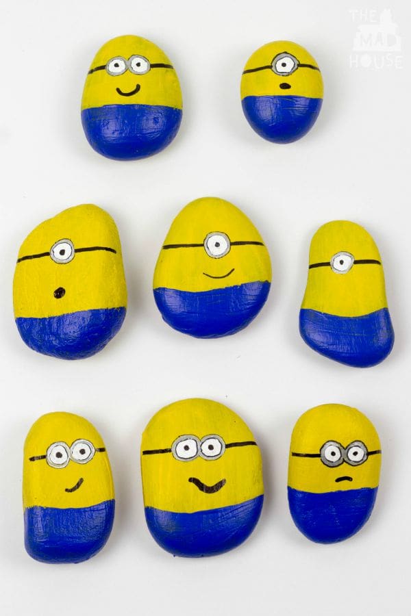 Minion stones - this super cute Minion craft is simple to do with children. Have fun with the Minions and this kids craft using rocks or stones.
