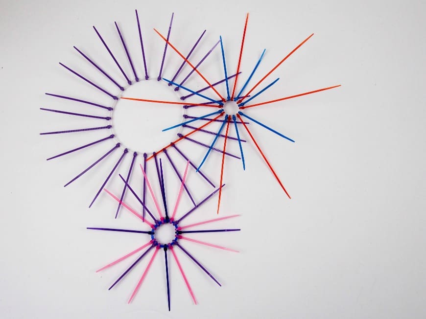 Zip tie firework sculptures