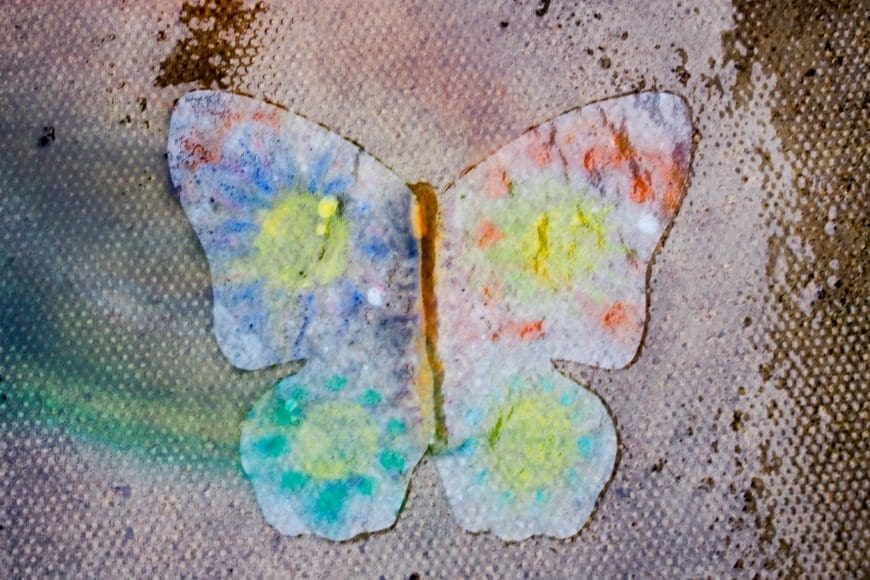 This butterfly rain art is a super process art activity for kids and a great way to investigate the science of colour