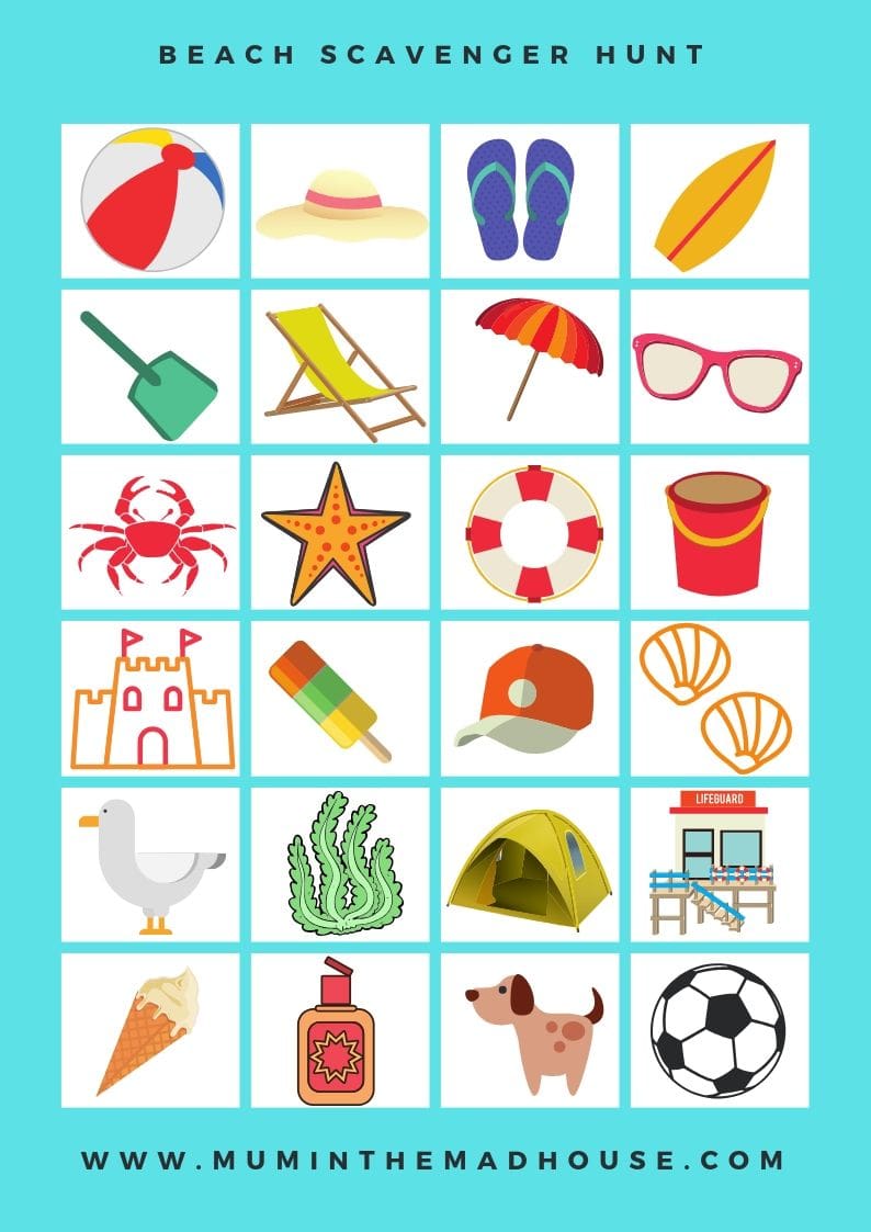 This free printable beach scavenger hunt or beach eye spy is perfect to give to the kids so you can have a five minute (or more hopefully) sit dow