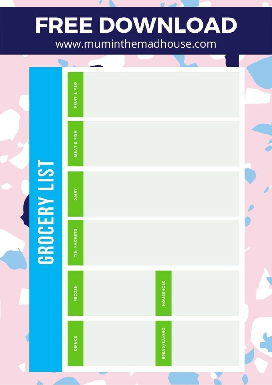 Download your free grocery list with categories
