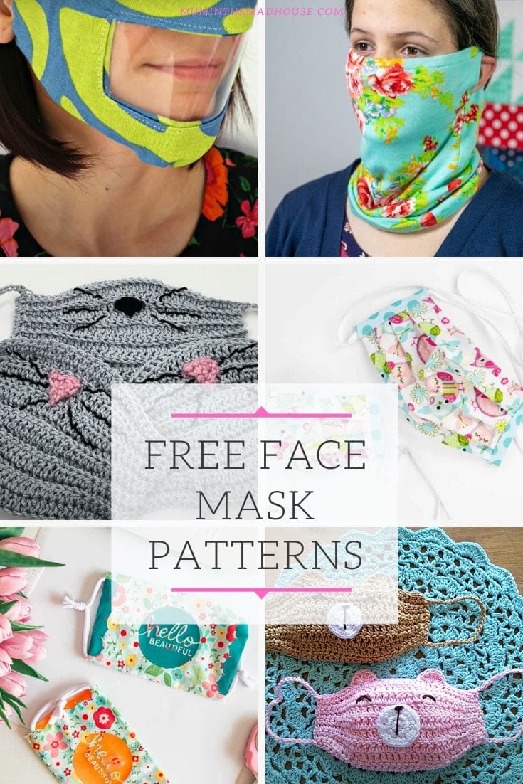 Free sewing patterns for face masks including ones with filters, nose wire and scarf style with our Free Printables Roundup of face mask patterns.