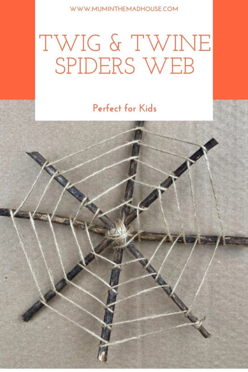 Make a simple spider web with twigs and twine! This eco-friendly, nature-inspired DIY craft is perfect for Halloween decor and a great outdoor project for kids.