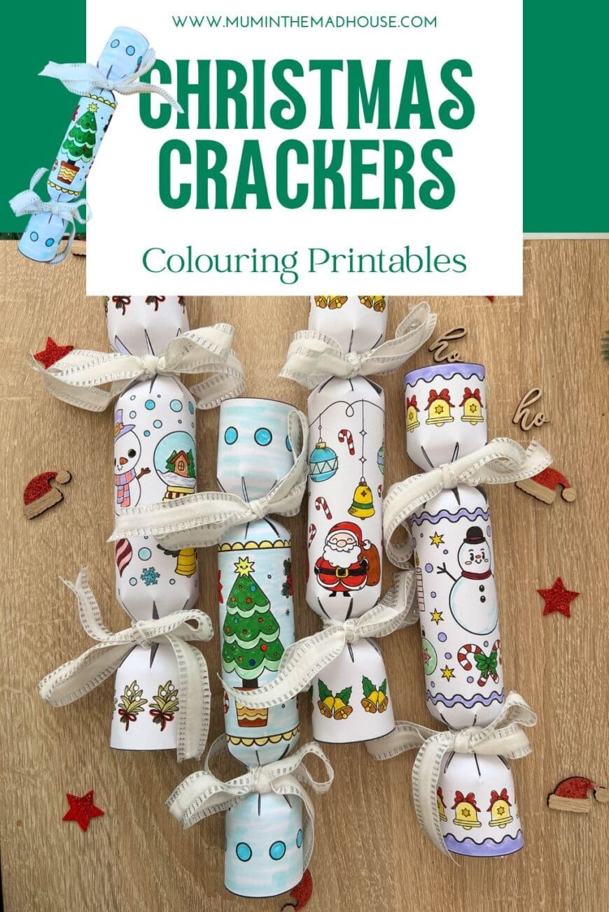 These printable Christmas crackers are a fun, creative craft for kids! Print, color, and assemble to create personalized crackers for your Christmas table.