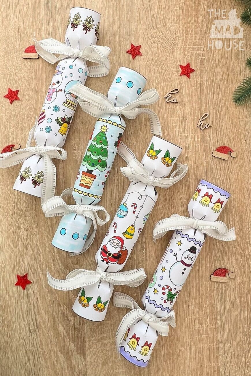 Let kids color and create their own Christmas crackers with these fun DIY printables. A perfect hands-on holiday craft to personalize your Christmas celebrations!