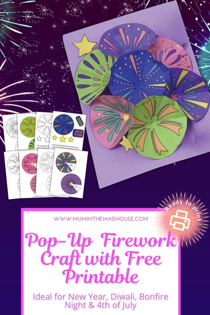 Celebrate with pop-up firework cards! This fun, festive craft is ideal for New Year’s, Diwali, Bonfire Night, or 4th of July. Perfect for kids and holiday decor!