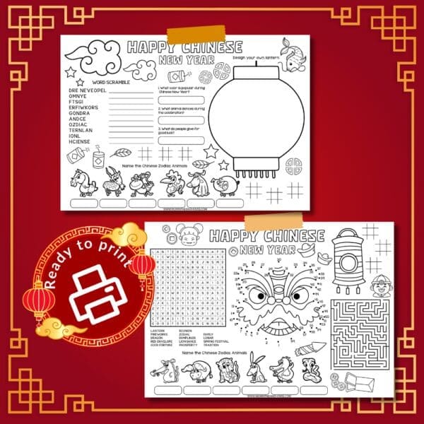 Chinese New Year Printable Activity Mats